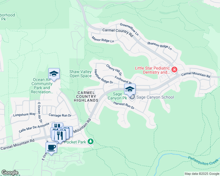 map of restaurants, bars, coffee shops, grocery stores, and more near 5261 Fox Borough Point in San Diego