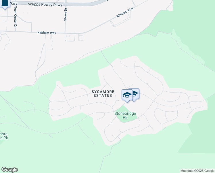 map of restaurants, bars, coffee shops, grocery stores, and more near 14883 Whispering Ridge Road in San Diego