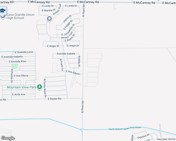 map of restaurants, bars, coffee shops, grocery stores, and more near 1524 East Kendall Place in Casa Grande