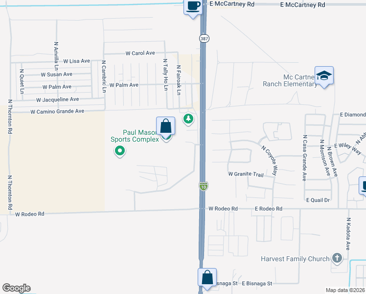 map of restaurants, bars, coffee shops, grocery stores, and more near 2525 North Pinal Avenue in Casa Grande