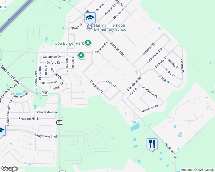 map of restaurants, bars, coffee shops, grocery stores, and more near 103 Mary St in Royse City