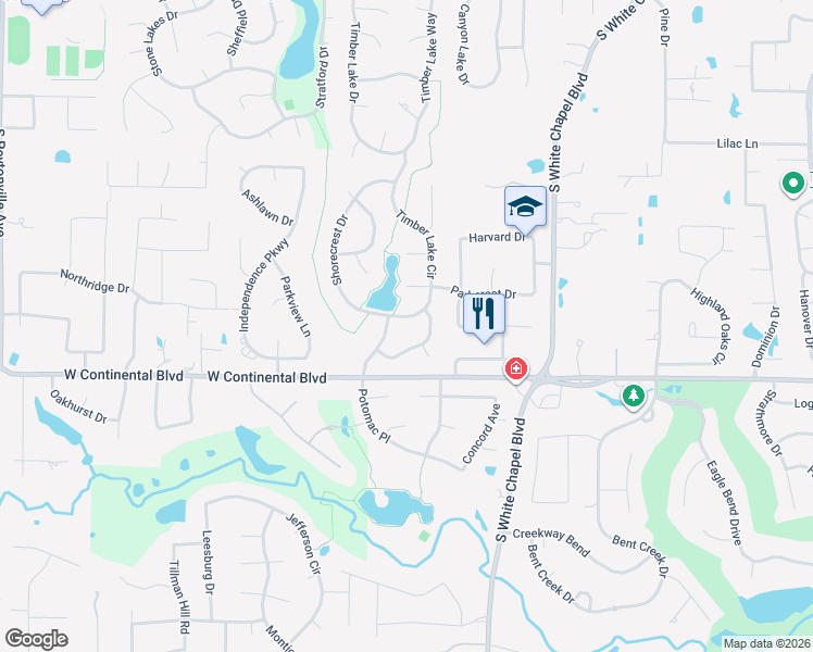 map of restaurants, bars, coffee shops, grocery stores, and more near 809 Timber Lake Circle in Southlake