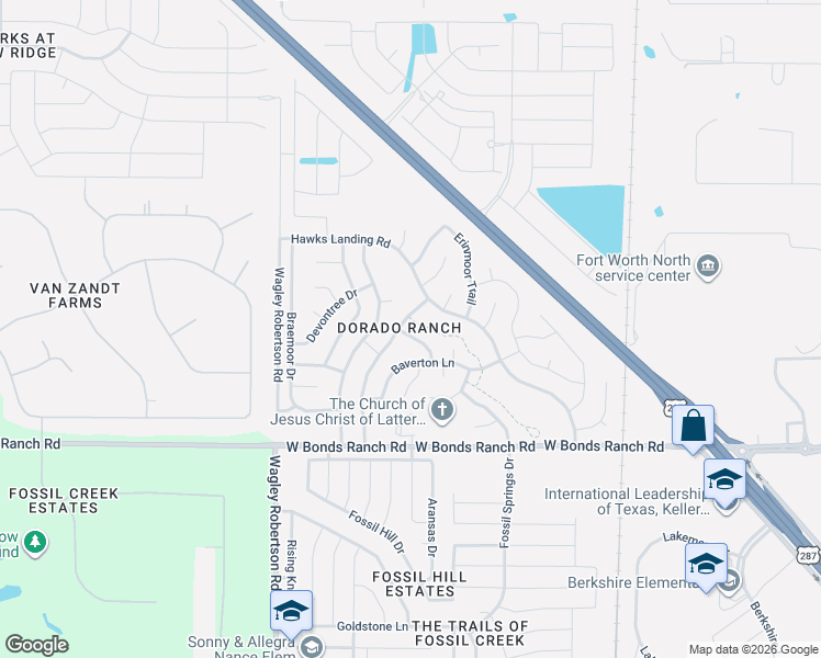 map of restaurants, bars, coffee shops, grocery stores, and more near 10862 Calderwood Lane in Haslet