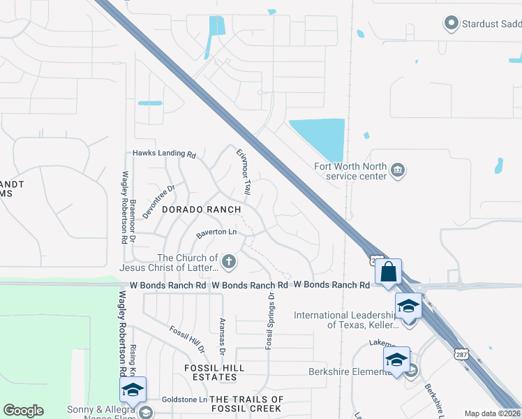 map of restaurants, bars, coffee shops, grocery stores, and more near 10924 Hawks Landing Road in Haslet