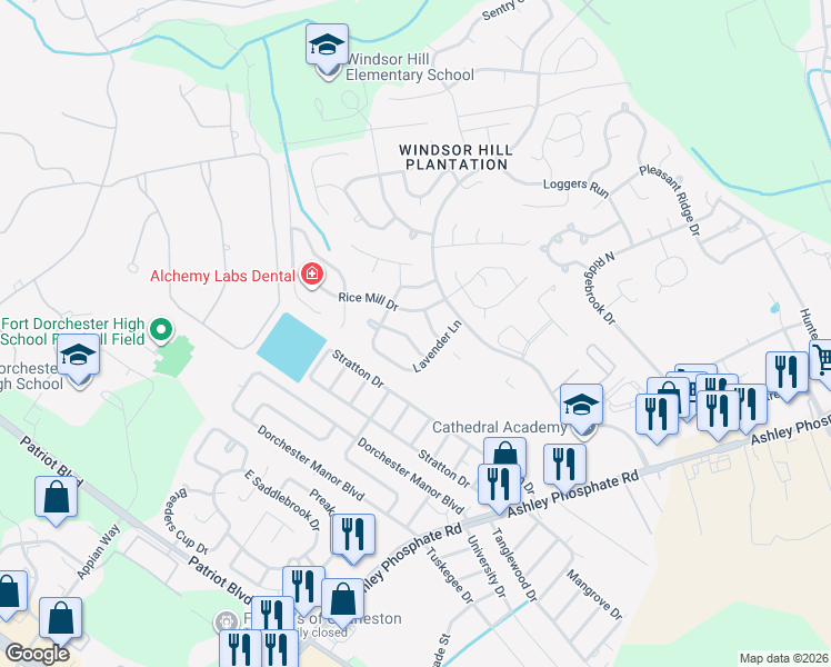map of restaurants, bars, coffee shops, grocery stores, and more near 8374 Water Ash Way in Charleston