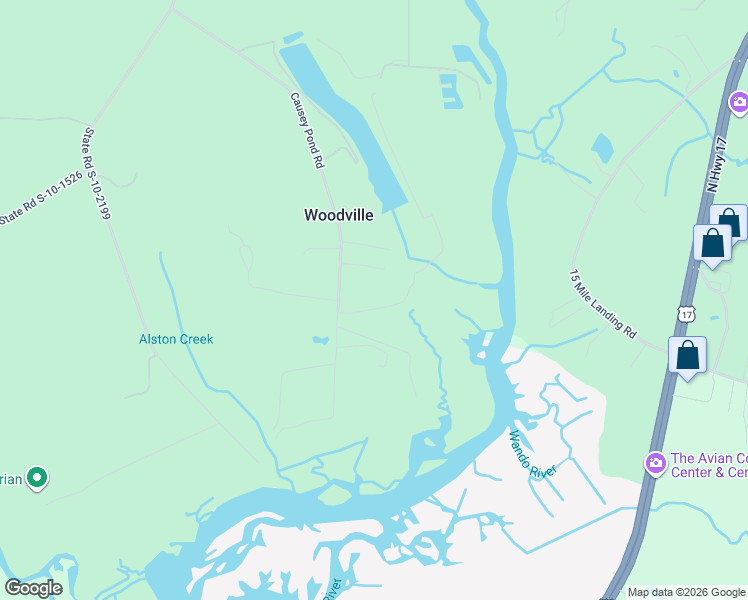 map of restaurants, bars, coffee shops, grocery stores, and more near 4645 Causey Pond Road in Awendaw