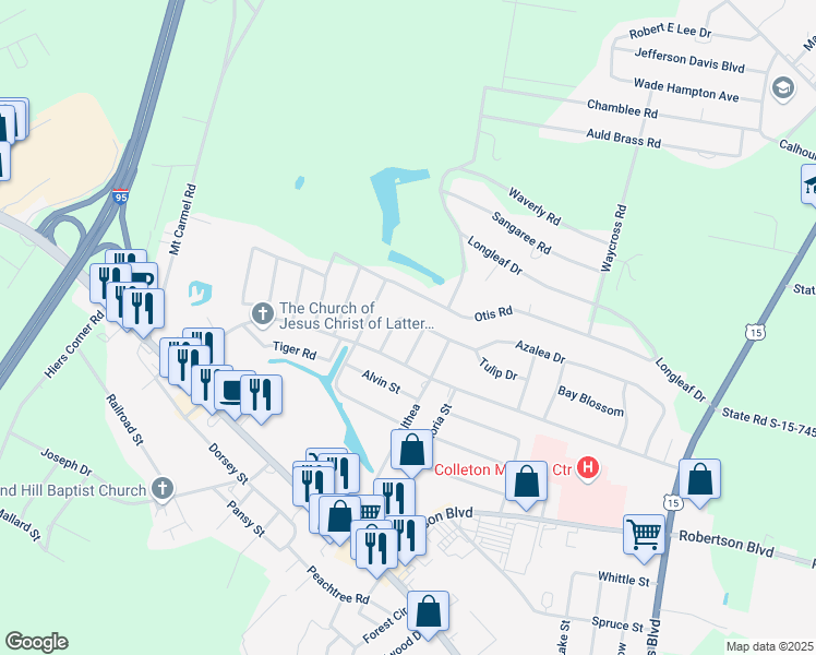 map of restaurants, bars, coffee shops, grocery stores, and more near 723 Azalea Drive in Walterboro