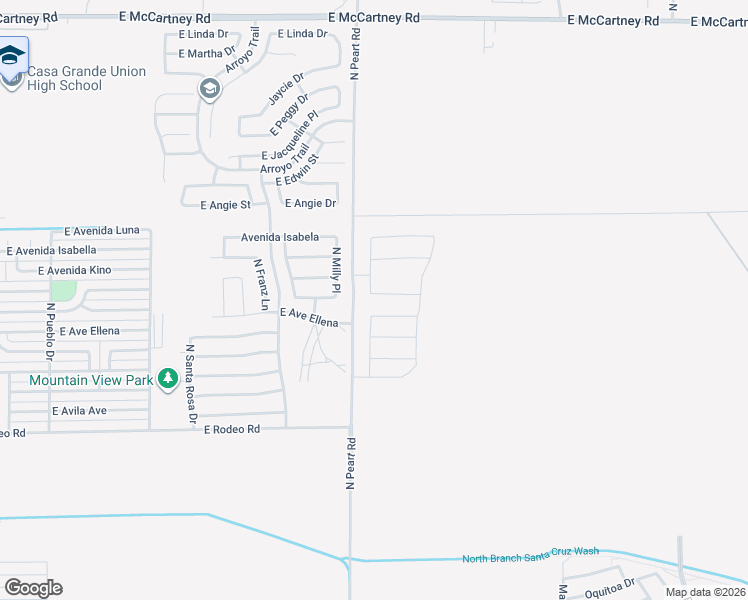 map of restaurants, bars, coffee shops, grocery stores, and more near 1524 East Kendall Place in Casa Grande
