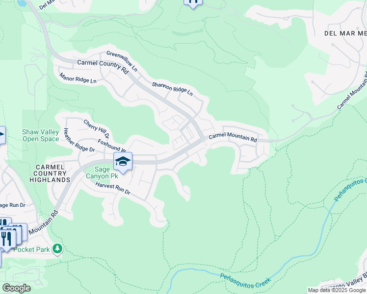 map of restaurants, bars, coffee shops, grocery stores, and more near 5560 Havenridge Way in San Diego