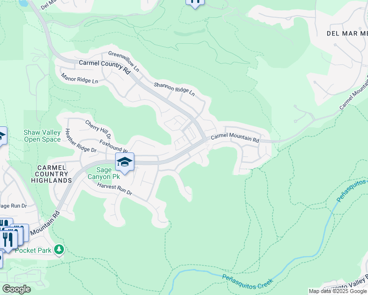 map of restaurants, bars, coffee shops, grocery stores, and more near 5560 Havenridge Way in San Diego