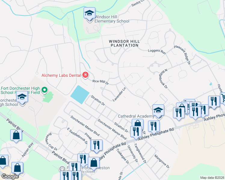 map of restaurants, bars, coffee shops, grocery stores, and more near 8374 Water Ash Way in Charleston