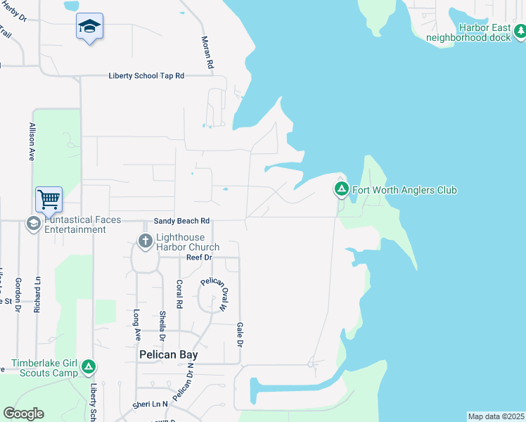map of restaurants, bars, coffee shops, grocery stores, and more near 6804 Sandy Beach Road in Azle