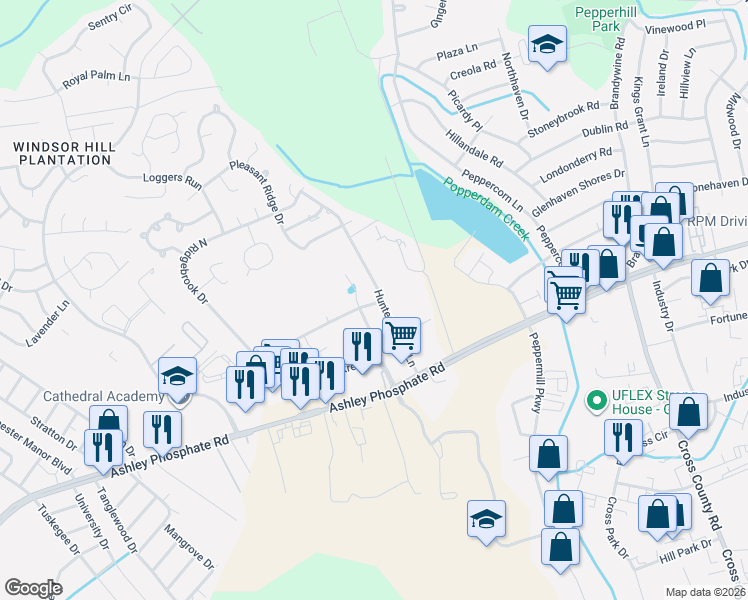 map of restaurants, bars, coffee shops, grocery stores, and more near 46 Peppertree Lane in Charleston
