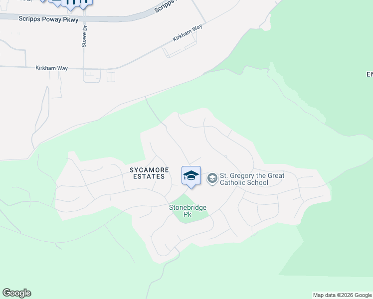 map of restaurants, bars, coffee shops, grocery stores, and more near 11559 Sweet Willow Way in San Diego