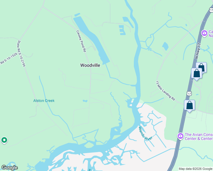 map of restaurants, bars, coffee shops, grocery stores, and more near 4645 Causey Pond Road in Awendaw