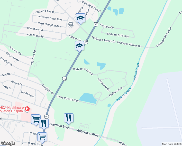 map of restaurants, bars, coffee shops, grocery stores, and more near 141 State Road S-15-714 in Walterboro