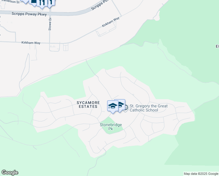 map of restaurants, bars, coffee shops, grocery stores, and more near 11577 Sweet Willow Way in San Diego