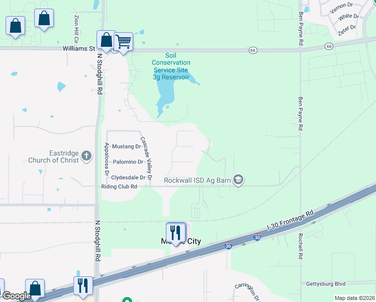 map of restaurants, bars, coffee shops, grocery stores, and more near 209 Saddle Drive in Rockwall