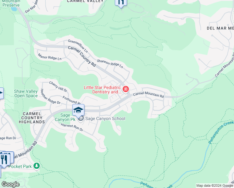 map of restaurants, bars, coffee shops, grocery stores, and more near 5535 Corum Court in San Diego