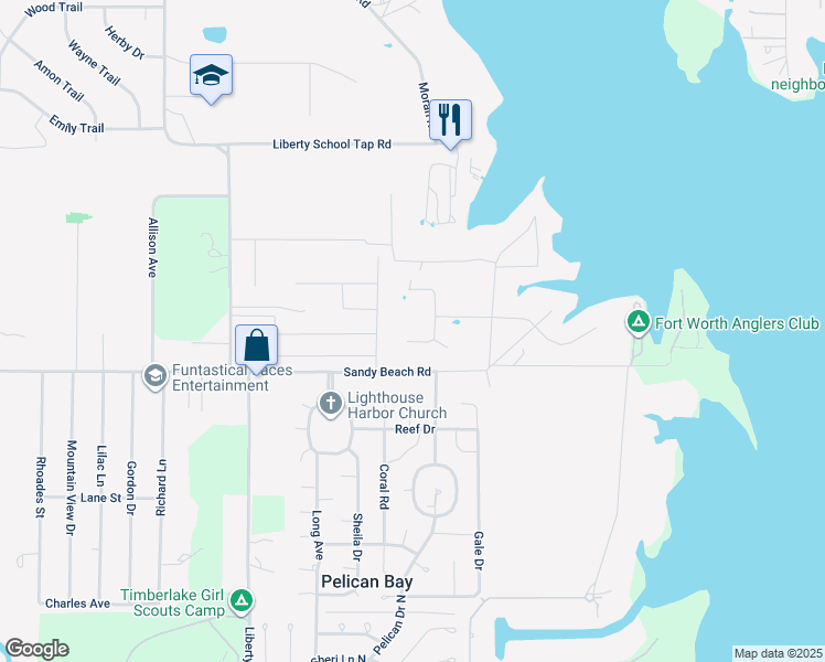 map of restaurants, bars, coffee shops, grocery stores, and more near 12225 Lighthouse Hill in Azle