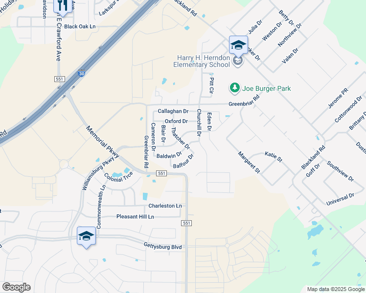 map of restaurants, bars, coffee shops, grocery stores, and more near 213 Baldwin Drive in Royse City