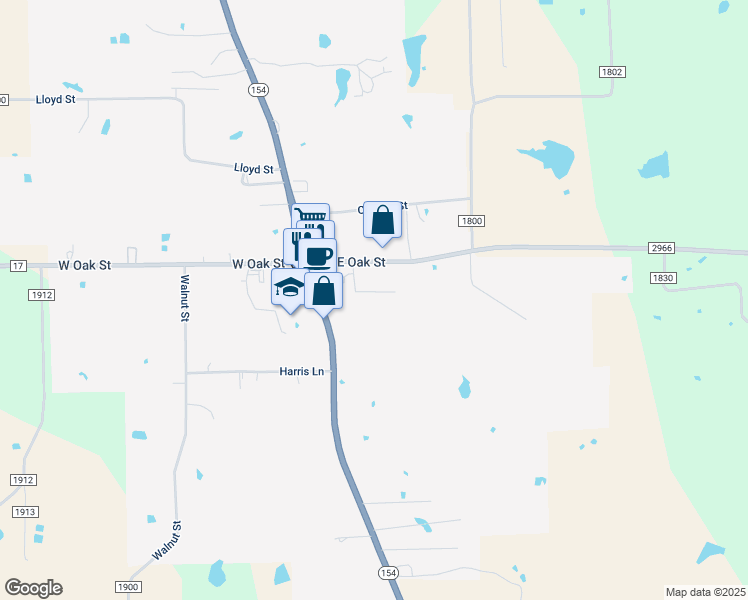 map of restaurants, bars, coffee shops, grocery stores, and more near 107 Tullis Lane in Yantis