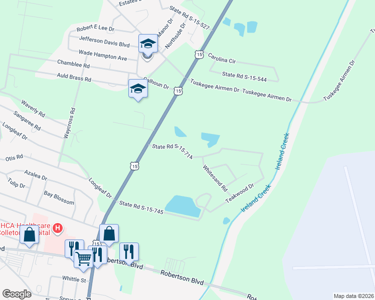 map of restaurants, bars, coffee shops, grocery stores, and more near 141 State Road S-15-714 in Walterboro