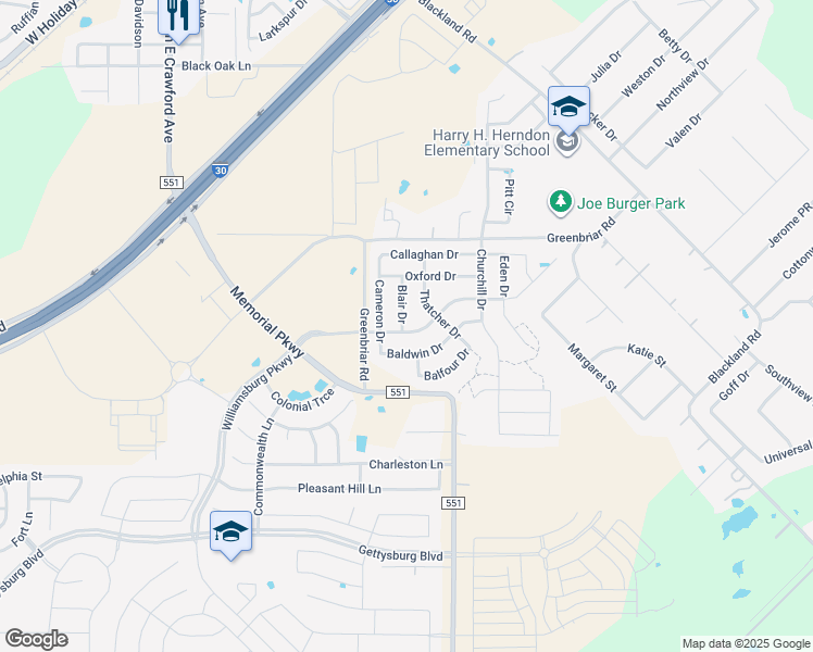 map of restaurants, bars, coffee shops, grocery stores, and more near 171 Chamberlain Drive in Royse City