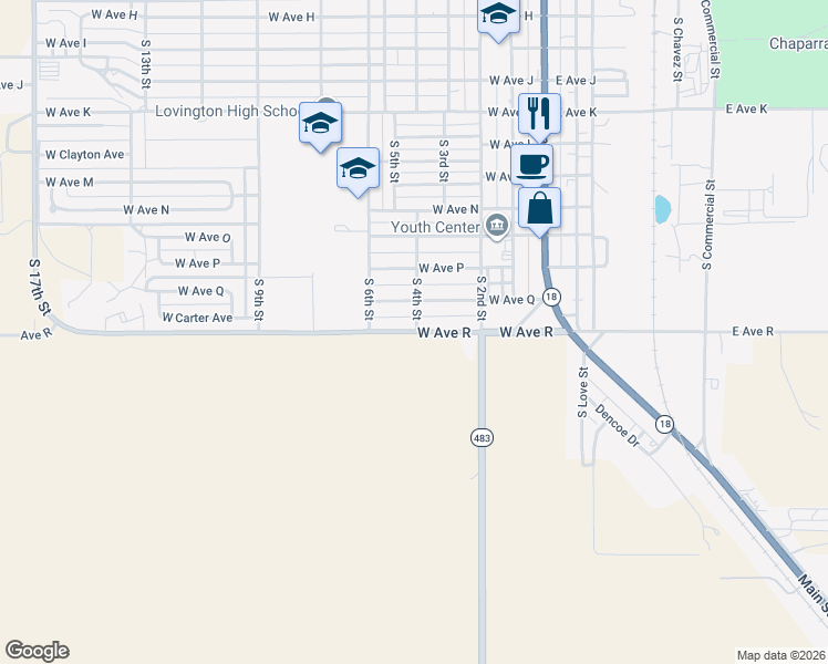 map of restaurants, bars, coffee shops, grocery stores, and more near 400 West Avenue R in Lovington