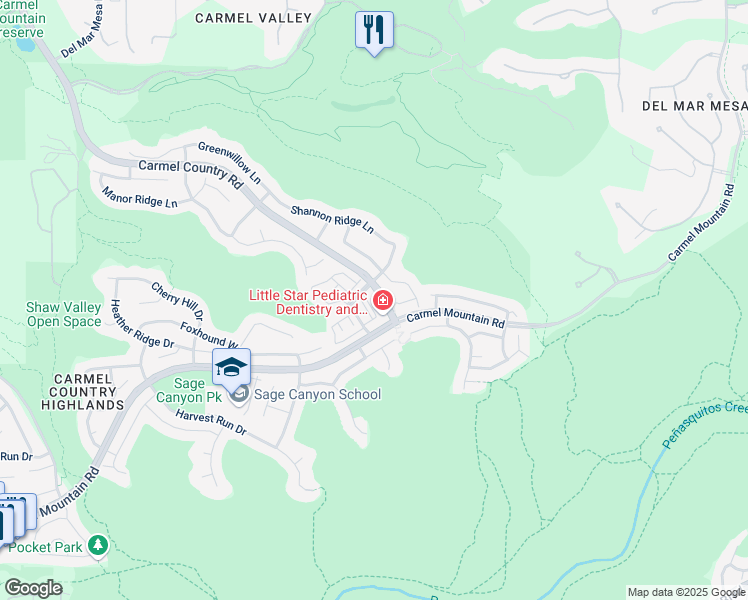 map of restaurants, bars, coffee shops, grocery stores, and more near 5571 Corum Court in San Diego