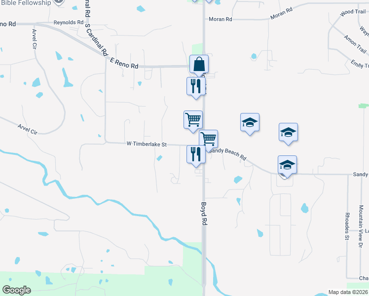 map of restaurants, bars, coffee shops, grocery stores, and more near 1035 Sterling Lane in Azle