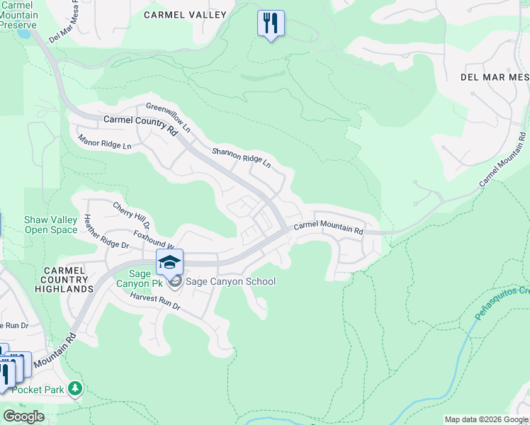map of restaurants, bars, coffee shops, grocery stores, and more near 5559 Corum Court in San Diego