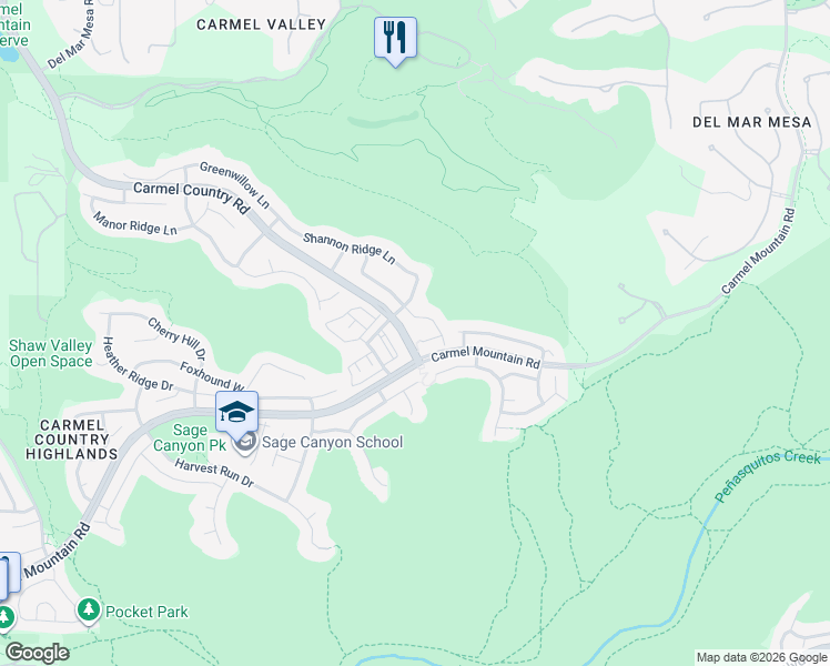 map of restaurants, bars, coffee shops, grocery stores, and more near 5654 Weatherstone Court in San Diego