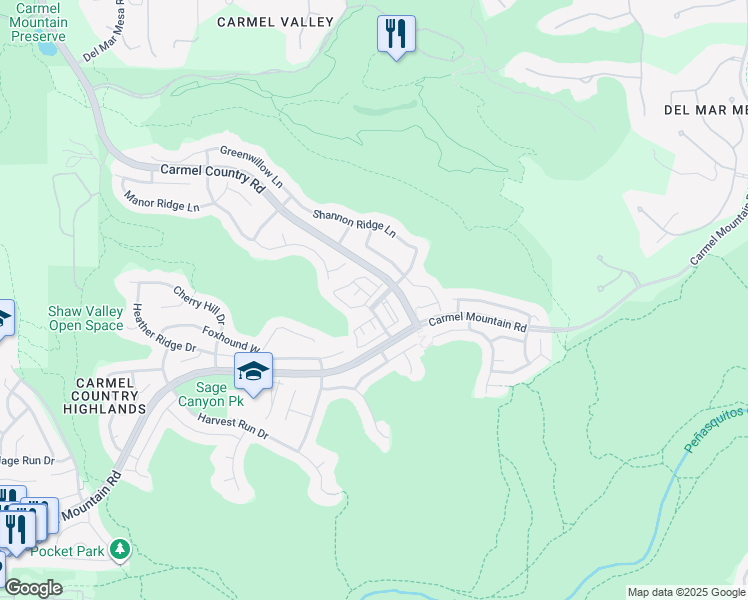 map of restaurants, bars, coffee shops, grocery stores, and more near 5571 Corum Court in San Diego