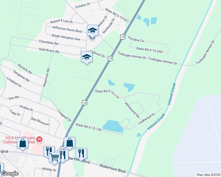map of restaurants, bars, coffee shops, grocery stores, and more near 129 State Road S-15-714 in Walterboro