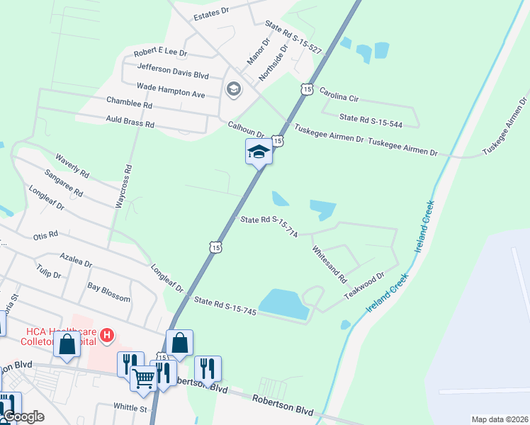 map of restaurants, bars, coffee shops, grocery stores, and more near 129 State Road S-15-714 in Walterboro