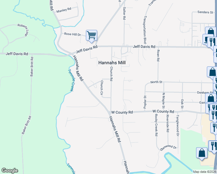 map of restaurants, bars, coffee shops, grocery stores, and more near 132 Church Road in Thomaston
