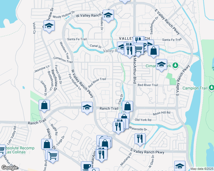 map of restaurants, bars, coffee shops, grocery stores, and more near 772 Marble Canyon Circle in Irving