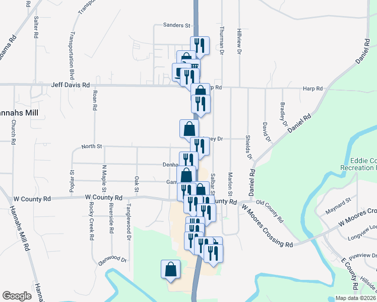 map of restaurants, bars, coffee shops, grocery stores, and more near 1325 U.S. 19 in Thomaston
