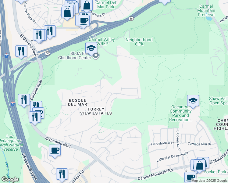 map of restaurants, bars, coffee shops, grocery stores, and more near 4418 Philbrook Square in San Diego