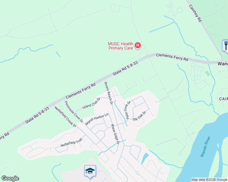 map of restaurants, bars, coffee shops, grocery stores, and more near 1005F Summerhaven Place in Charleston