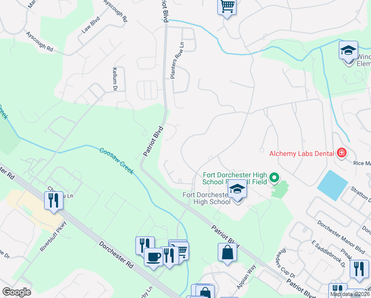 map of restaurants, bars, coffee shops, grocery stores, and more near 8639 West Fairway Woods Drive in Charleston