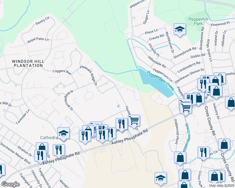 map of restaurants, bars, coffee shops, grocery stores, and more near 8336 Planters Knoll in Charleston