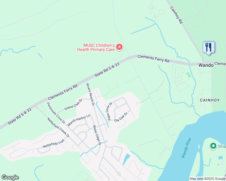 map of restaurants, bars, coffee shops, grocery stores, and more near 1305 Island Club Drive in Charleston