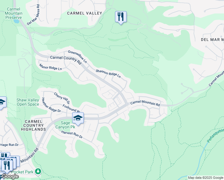 map of restaurants, bars, coffee shops, grocery stores, and more near 5531 Brettonwood Court in San Diego
