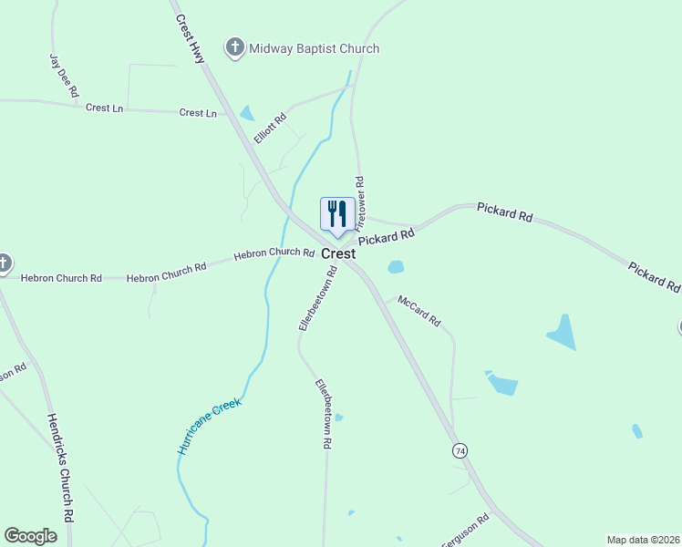 map of restaurants, bars, coffee shops, grocery stores, and more near 4991 Crest Highway in Thomaston