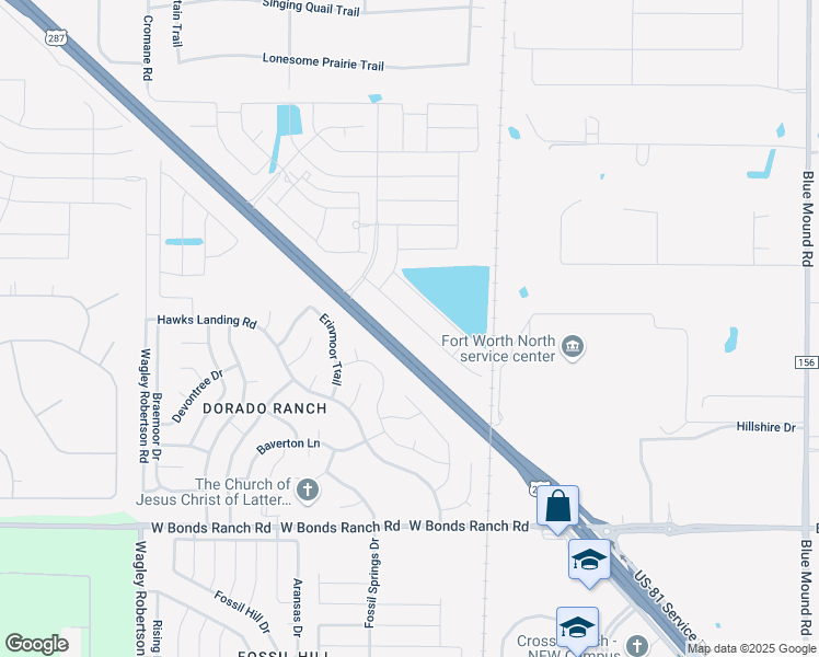 map of restaurants, bars, coffee shops, grocery stores, and more near 10958-11148 U.S. 81 in Haslet