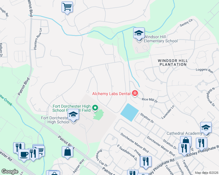 map of restaurants, bars, coffee shops, grocery stores, and more near 8744 Herons Walk in North Charleston