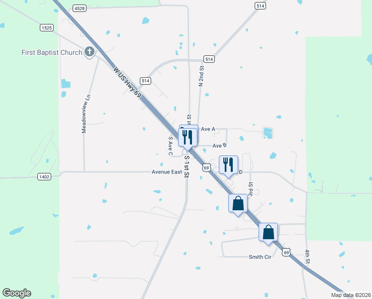 map of restaurants, bars, coffee shops, grocery stores, and more near in Point
