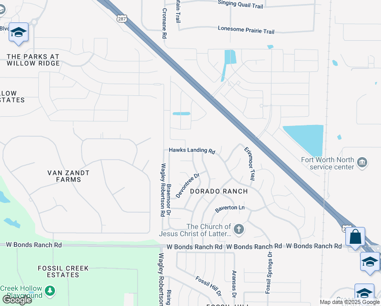 map of restaurants, bars, coffee shops, grocery stores, and more near 11121 Hawks Landing Road in Haslet